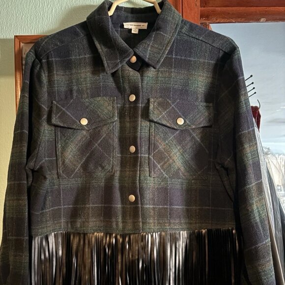 ee:some flannel plaid jacket women's small fringe - Picture 1 of 4